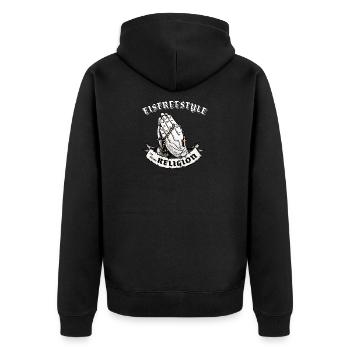 Eisfreestyle Religion - Geschenk - Unisex Premium Bio Zip Hoodie - Schwarz - Hinten - Nico (187cm)