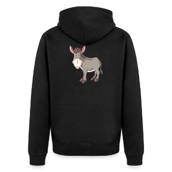 Lustiger Esel für Kinder - Unisex Premium Bio Zip Hoodie - Schwarz - Hinten - Nico (187cm)