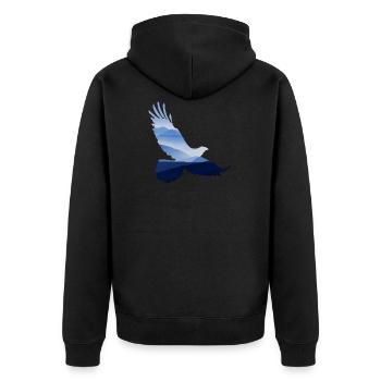 ADLER Motiv Design Geschenkidee Geburtstag Style - Unisex Premium Bio Zip Hoodie - Schwarz - Hinten - Nico (187cm)