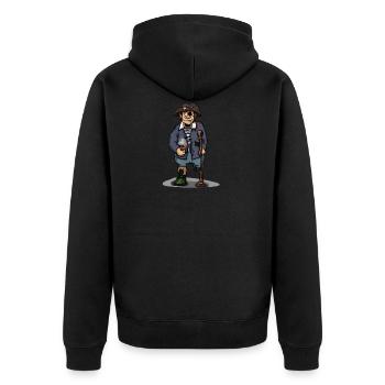 Pirat mit Holzbein Augenklappe Geschenkidee - Unisex Premium Bio Zip Hoodie - Schwarz - Hinten - Nico (187cm)
