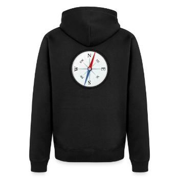 Kompass - Unisex Premium Bio Zip Hoodie - Schwarz - Hinten - Nico (187cm)