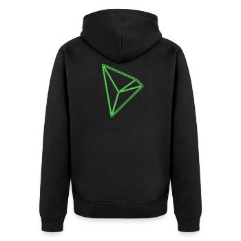 Tron TRX Tronix Coin Cryptocurrency Blockchhain - Unisex Premium Organic Zip Hoodie - black - Back - Nico (187cm)