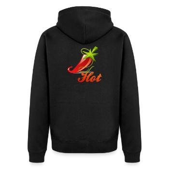 Chili Peperoni Hot Scharf Koch - Unisex Premium Bio Zip Hoodie - Schwarz - Hinten - Nico (187cm)