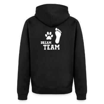 Dream Team drôle de chien T-shirt - Veste à capuche bio Premium Unisexe - noir - Dos - Nico (187cm)