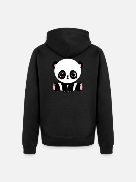 panda - Unisex Premium Organic Zip Hoodie - black