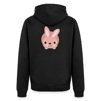 süßes rosa Häschen - Unisex Premium Organic Zip Hoodie - black - Back - Nico (187cm)