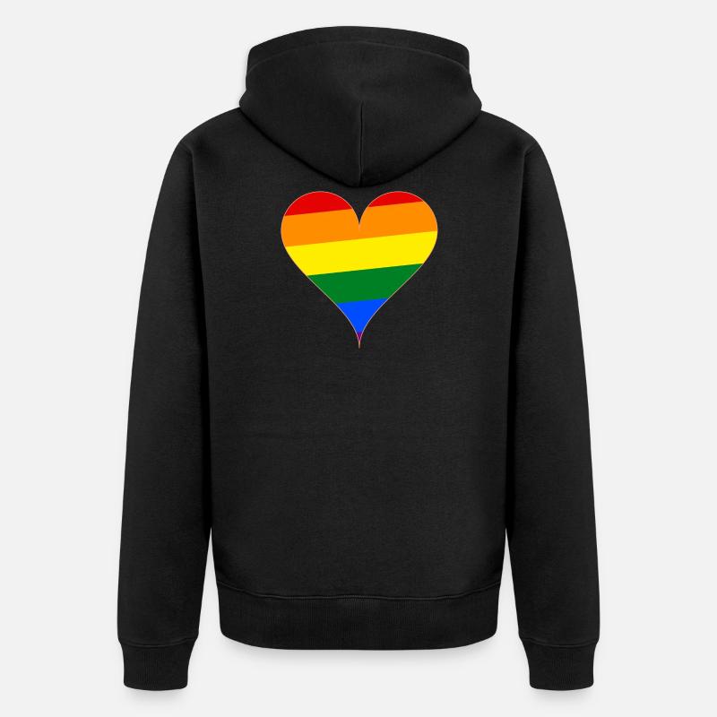 Herz Regenbogen Flagge Geschenk - Unisex Premium Bio Zip Hoodie - Schwarz