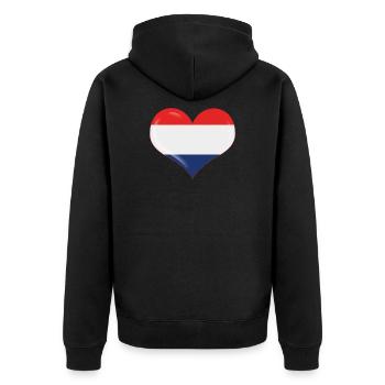 Home in the heart - Unisex Premium Organic Zip Hoodie - black - Back - Nico (187cm)