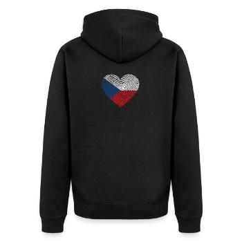 Herz DNS DNA Wurzeln Tschechische Republik - Unisex Premium Bio Zip Hoodie - Schwarz - Hinten - Nico (187cm)