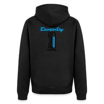 Twenty Loading... - Unisex Premium Bio Zip Hoodie - Schwarz - Hinten - Nico (187cm)