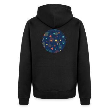Muster für ÖPNV Sitze - Unisex Premium Bio Zip Hoodie - Schwarz - Hinten - Nico (187cm)
