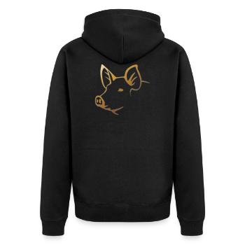 Schwein - Schweinekopf Bauernhof Tier - Unisex Premium Bio Zip Hoodie - Schwarz - Hinten - Nico (187cm)