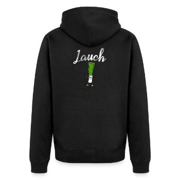 Lauch lustiges Geschenk für deinen Kumpel - Unisex Premium Bio Zip Hoodie - Schwarz - Hinten - Nico (187cm)