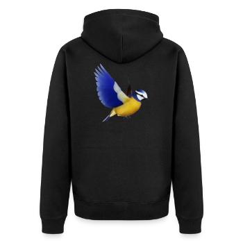 blaumeise,meise,vogel,tier - Unisex Premium Bio Zip Hoodie - Schwarz - Hinten - Nico (187cm)