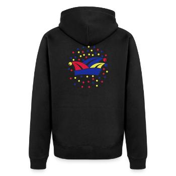Fasching Karneval Narrenkappe 1, 2 oder 3 Farben - Unisex Premium Bio Zip Hoodie - Schwarz - Hinten - Nico (187cm)