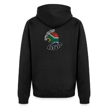Geschenk Its in my dna dns roots Suedafrika - Unisex Premium Bio Zip Hoodie - Schwarz - Hinten - Nico (187cm)