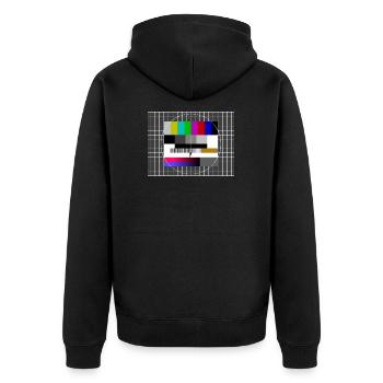 Testbild - Retro - Unisex Premium Bio Zip Hoodie - Schwarz - Hinten - Nico (187cm)