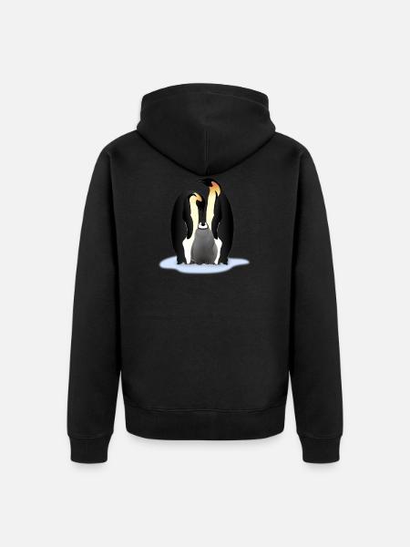 Pinguin Familile - Unisex Premium Bio Zip Hoodie - Schwarz