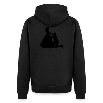 Kniender Mann vor Frau Prinzessin - Unisex Premium Bio Zip Hoodie - Schwarz - Hinten - Nico (187cm)