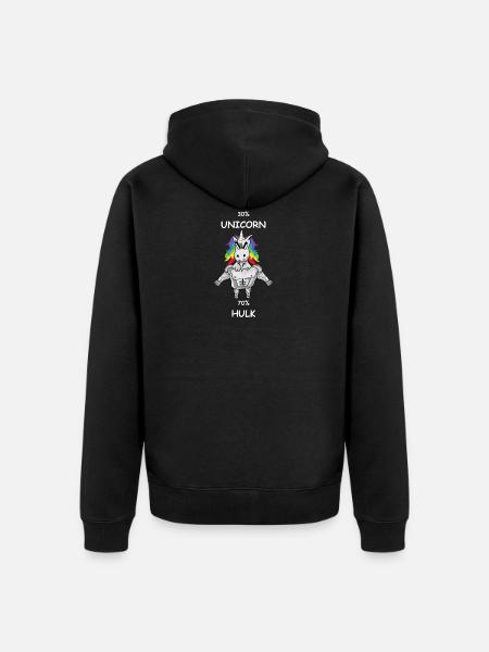 Hulk Einhorn Geschenk - Unisex Premium Bio Zip Hoodie - Schwarz