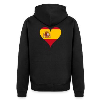 Herz Spanische Flagge Spanien Fan - Unisex Premium Bio Zip Hoodie - Schwarz - Hinten - Nico (187cm)