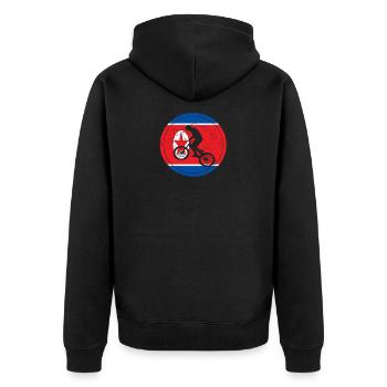 Fahrrad bmx love biking Nordkorea - Unisex Premium Bio Zip Hoodie - Schwarz - Hinten - Nico (187cm)