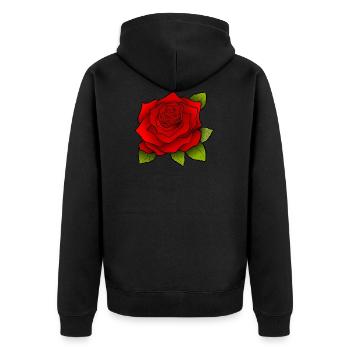 Trendy Rosen-Motiv! - Unisex Premium Bio Zip Hoodie - Schwarz - Hinten - Nico (187cm)