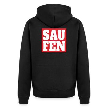 SAUFEN Party Feiern Wochenende T-Shirt Geschenk - Unisex Premium Bio Zip Hoodie - Schwarz - Hinten - Nico (187cm)