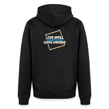 Vivre bien-piscine souvent l'amour Chevaux T-shirt - Veste à capuche bio Premium Unisexe - noir - Dos - Nico (187cm)