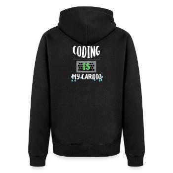 Programmierer Shirt für Informatiker Geschenk - Unisex Premium Bio Zip Hoodie - Schwarz - Hinten - Nico (187cm)