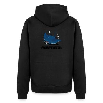 Manta Rochen / Manta Ray - Unisex Premium Organic Zip Hoodie - black - Back - Nico (187cm)