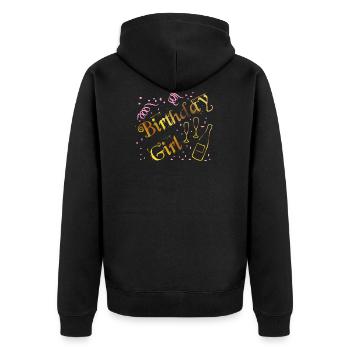 Mädchen Geburtstag feiern mit tollen Shirt - Unisex Premium Bio Zip Hoodie - Schwarz - Hinten - Nico (187cm)