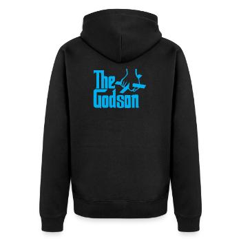 The Godson - Unisex Premium Bio Zip Hoodie - Schwarz - Hinten - Nico (187cm)