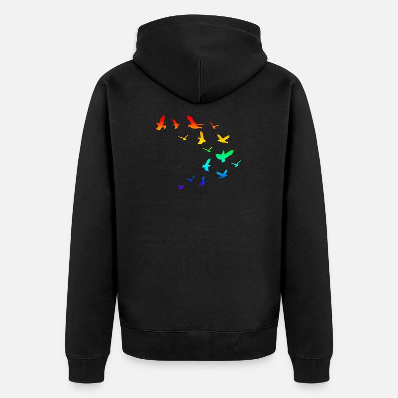 Nuée d'oiseaux arc-en- - Veste à capuche bio Premium Unisexe - noir
