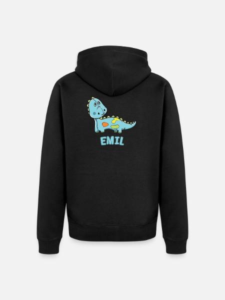 Dinosaur funny child Emil gift birthday - Unisex Premium Organic Zip Hoodie - black