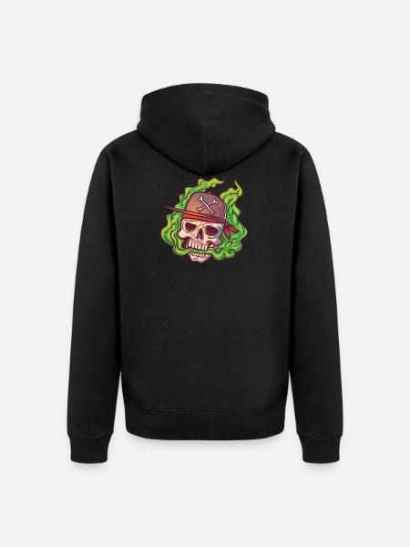 VAPE skull with cap - Unisex Premium Organic Zip Hoodie - black