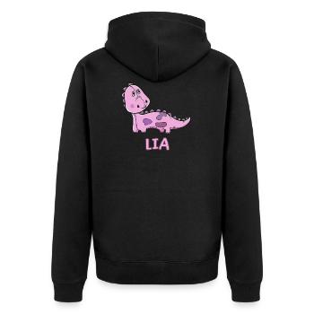 Dinosaurier lustig Kind Lia Geschenk Geburtstag Ko - Unisex Premium Bio Zip Hoodie - Schwarz - Hinten - Nico (187cm)