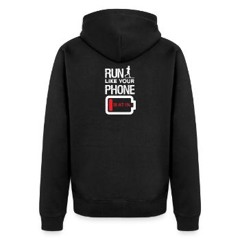Go jogging like your phone's battery low - Unisex Premium Organic Zip Hoodie - black - Back - Nico (187cm)