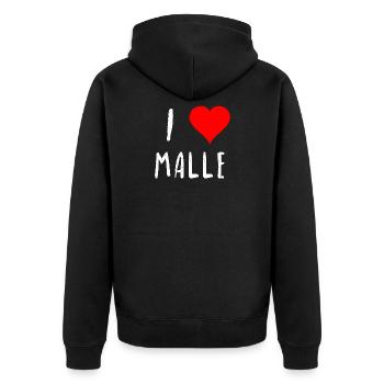 J'adore Malle Mallorca amour idée cadeau fête - Veste à capuche bio Premium Unisexe - noir - Dos - Nico (187cm)