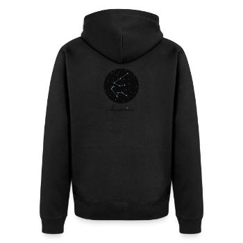Aquarius Wassermann - Unisex Premium Bio Zip Hoodie - Schwarz - Hinten - Nico (187cm)