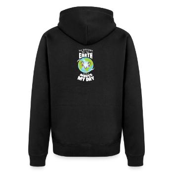 Earth World Funny shirt - Unisex Premium Organic Zip Hoodie - black - Back - Nico (187cm)