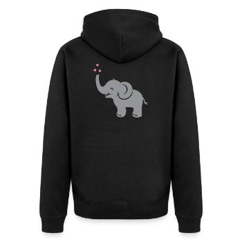 Lustiger Babyelefant mit Herzen - Unisex Premium Bio Zip Hoodie - Schwarz - Hinten - Nico (187cm)