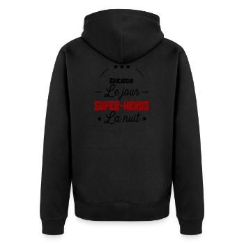 Super héros Educateur cadeau - Veste à capuche bio Premium Unisexe - noir - Dos - Nico (187cm)