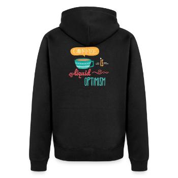 Coffee Is Liquid Optimism - Unisex Premium Organic Zip Hoodie - black - Back - Nico (187cm)