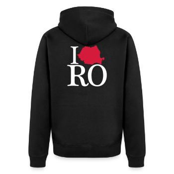 J'adore RO - J'adore la Roumanie - Veste à capuche bio Premium Unisexe - noir - Dos - Nico (187cm)