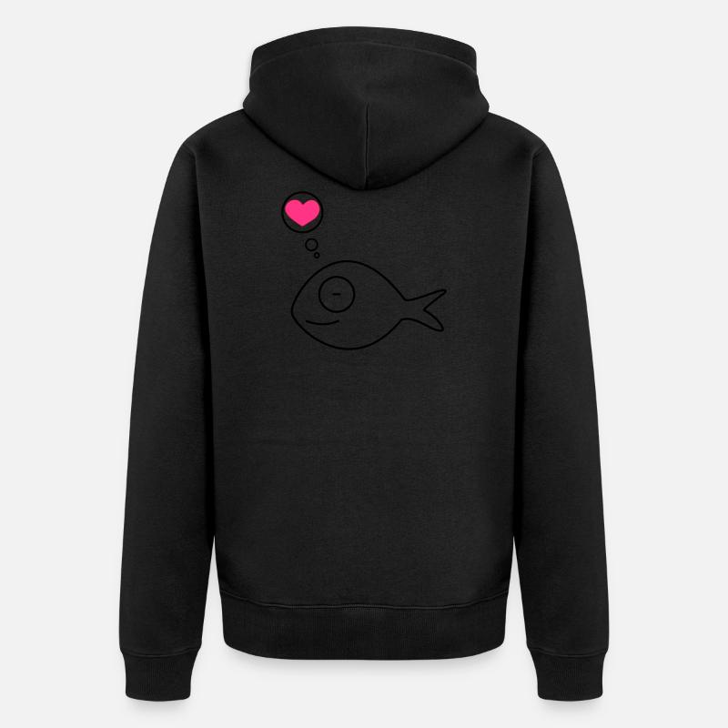 rose amoureuse de poisson - Veste à capuche bio Premium Unisexe - noir