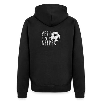 Goalkeeper Fußball Lustiger Spruch Geschenk Idee - Unisex Premium Bio Zip Hoodie - Schwarz - Hinten - Nico (187cm)