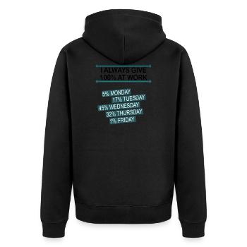 100 pour cent de travail Tasse Bureau humour noir - Veste à capuche bio Premium Unisexe - noir - Dos - Nico (187cm)