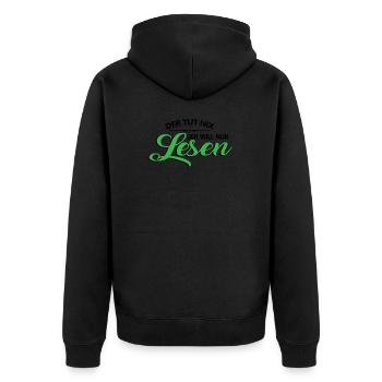 Buch Bücher Lesen Bücherwurm Hobby Geschenk Leser - Unisex Premium Bio Zip Hoodie - Schwarz - Hinten - Nico (187cm)
