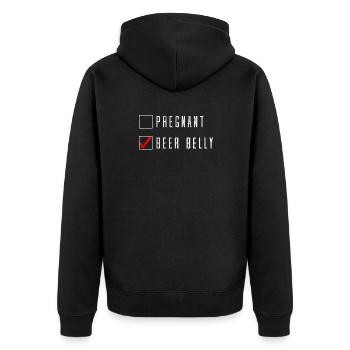 Pregnant baby belly vs. Beer belly gift idea - Unisex Premium Organic Zip Hoodie - black - Back - Nico (187cm)